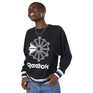 Bluza Damskie Reebok Classic Big Logo Crew Czarne PL 03RAMZB